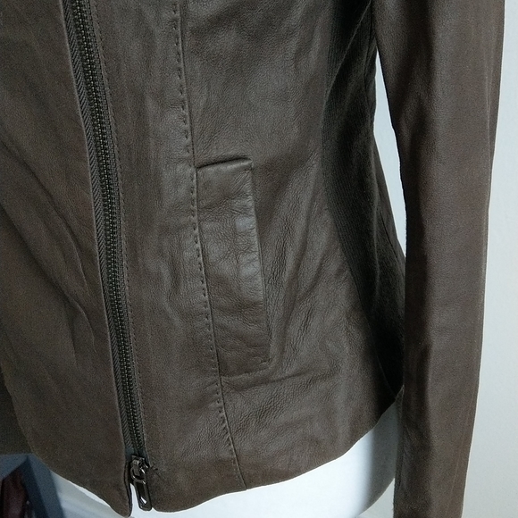 Vince brown leather moto jacket - Picture 3 of 14